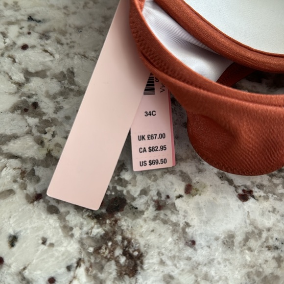 Victorias Secret Bikini; burnt orange; underwire; push up; thong; rhinestones - Picture 9 of 9